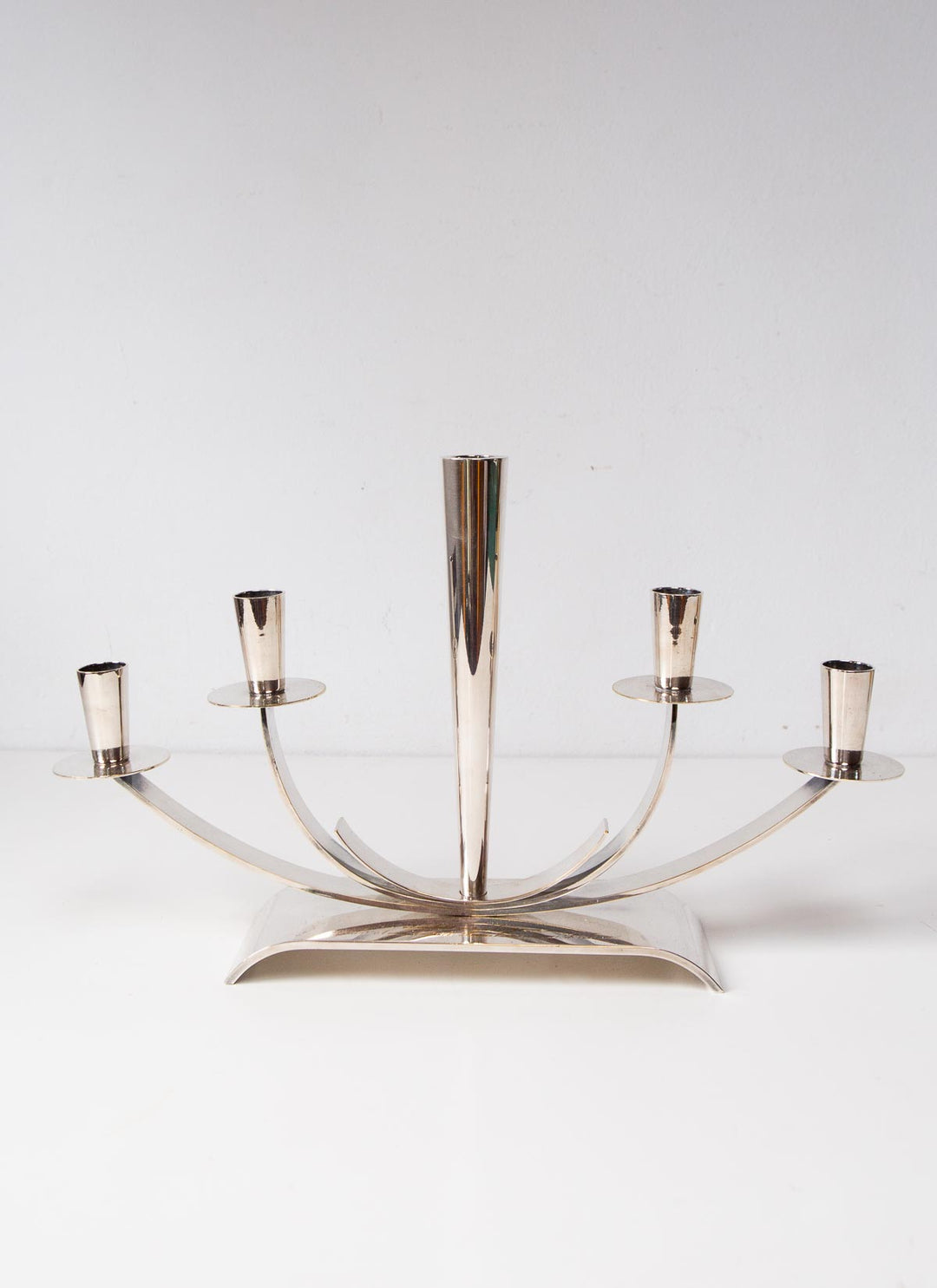 Gran candelabro sueco Ystad-Metall latón baño plata c. 1960s