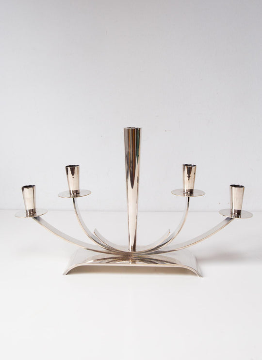Gran candelabro sueco Ystad-Metall latón baño plata c. 1960s