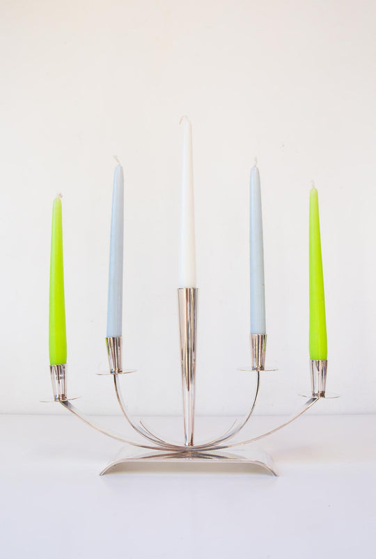 candelabro sueco laton plateado ystad metall