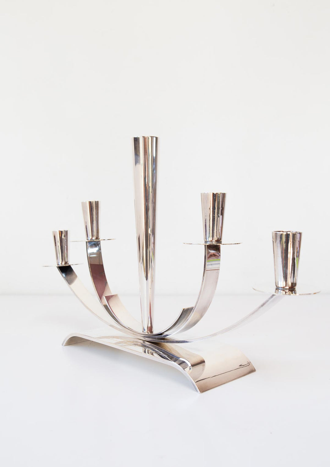 Gran candelabro sueco Ystad-Metall latón baño plata c. 1960s