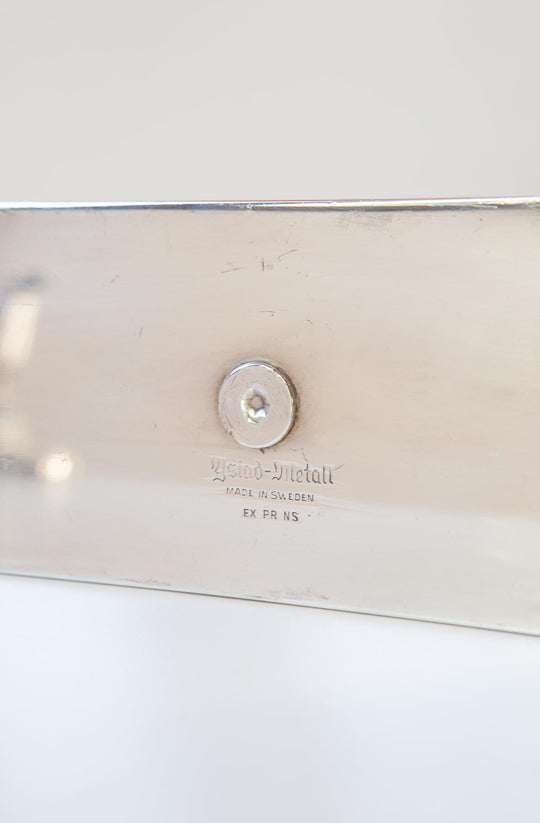 Gran candelabro sueco Ystad-Metall latón baño plata c. 1960s