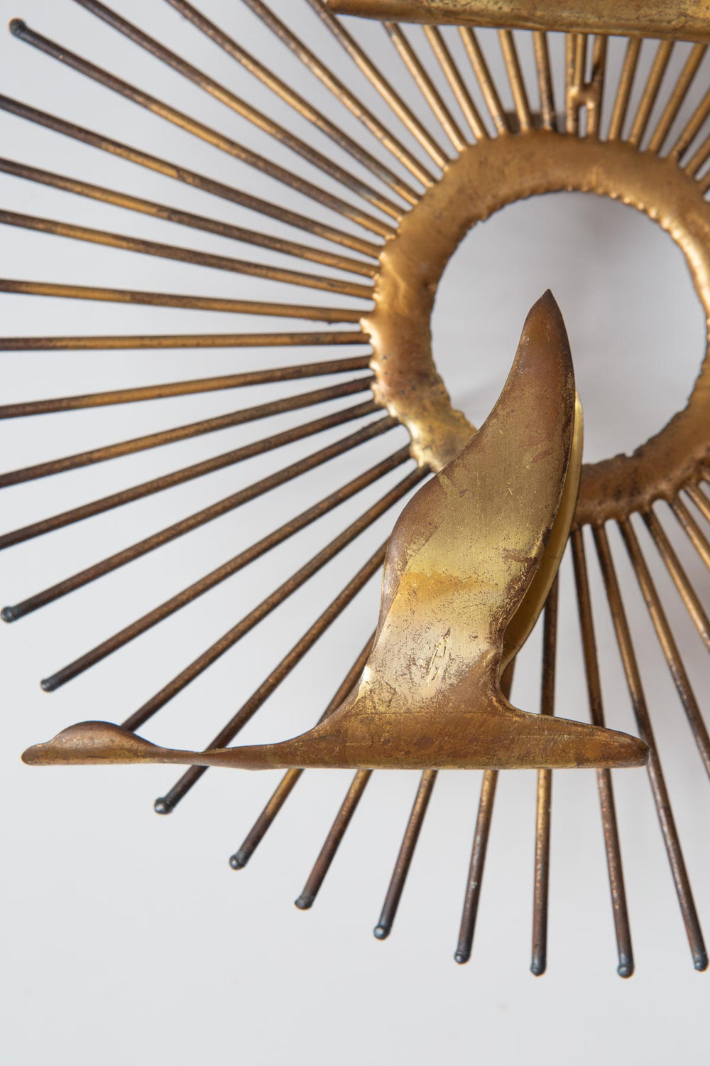 Escultura sol pájaros metal atribuida Curtis Jeré años 60/70 (26 cm)