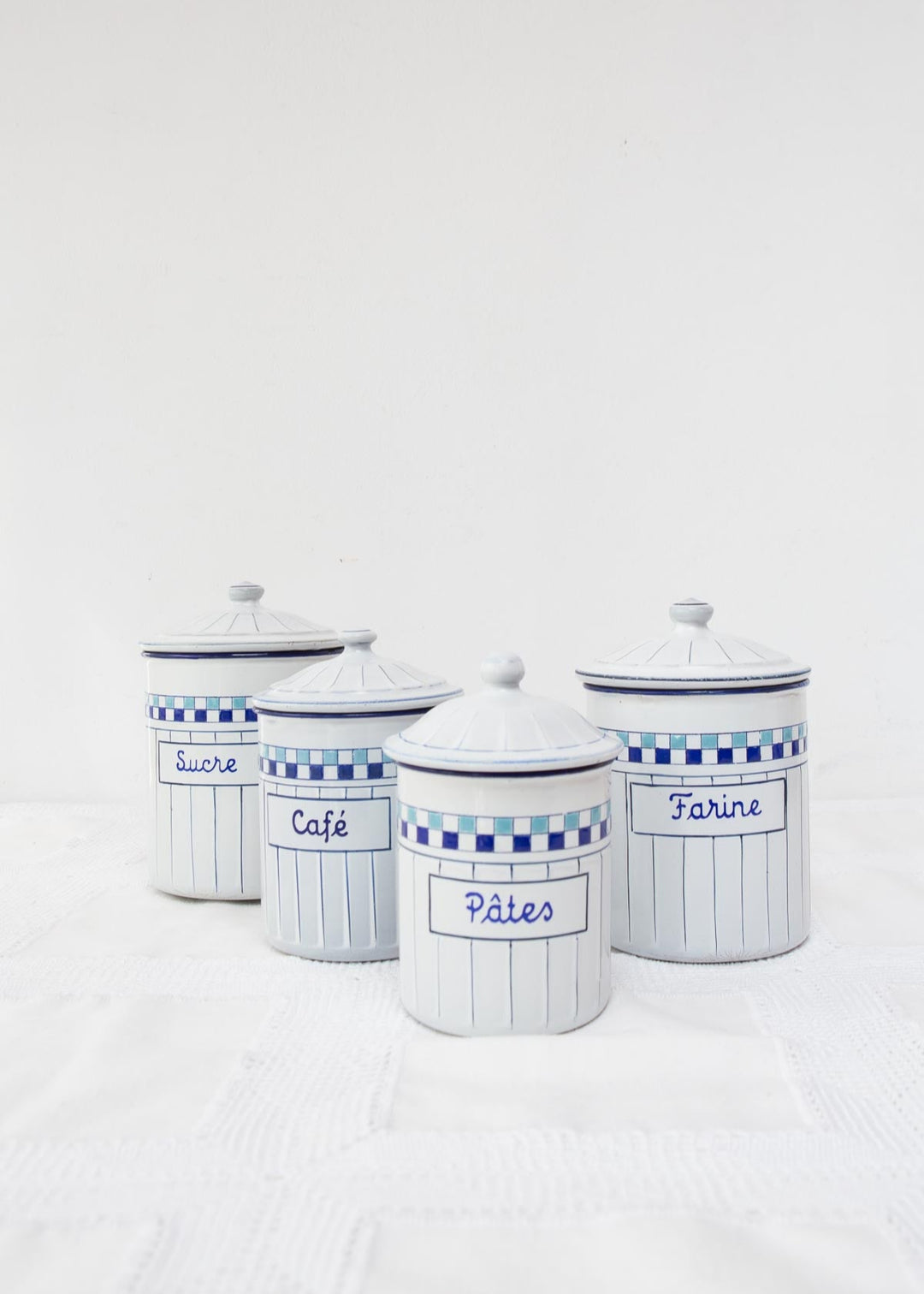 4 botes cocina metal esmaltado checo art deco 