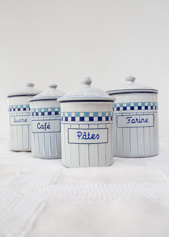 4 botes cocina metal esmaltado checo art deco 