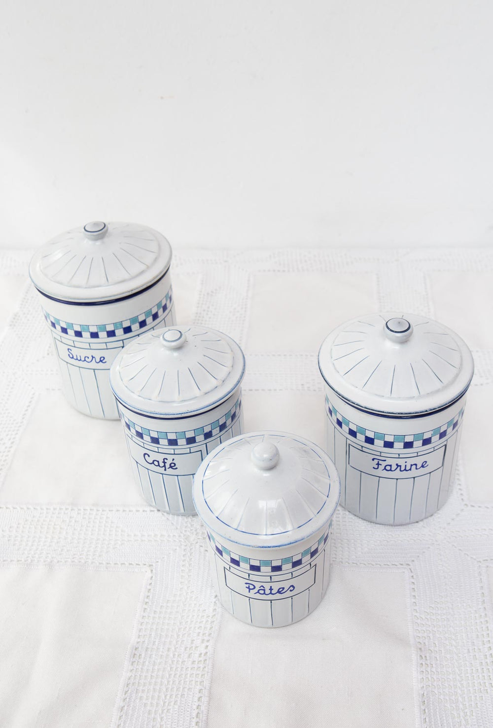 4 botes cocina metal esmaltado checo art deco 