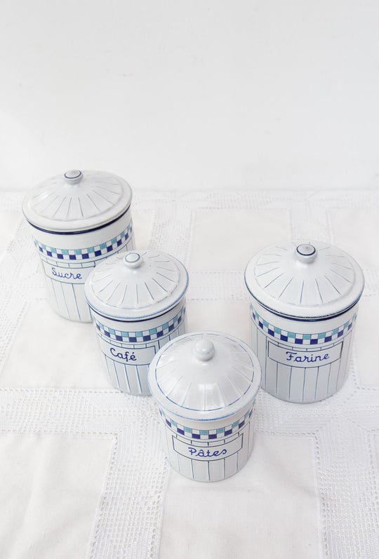 4 botes cocina metal esmaltado checo art deco 