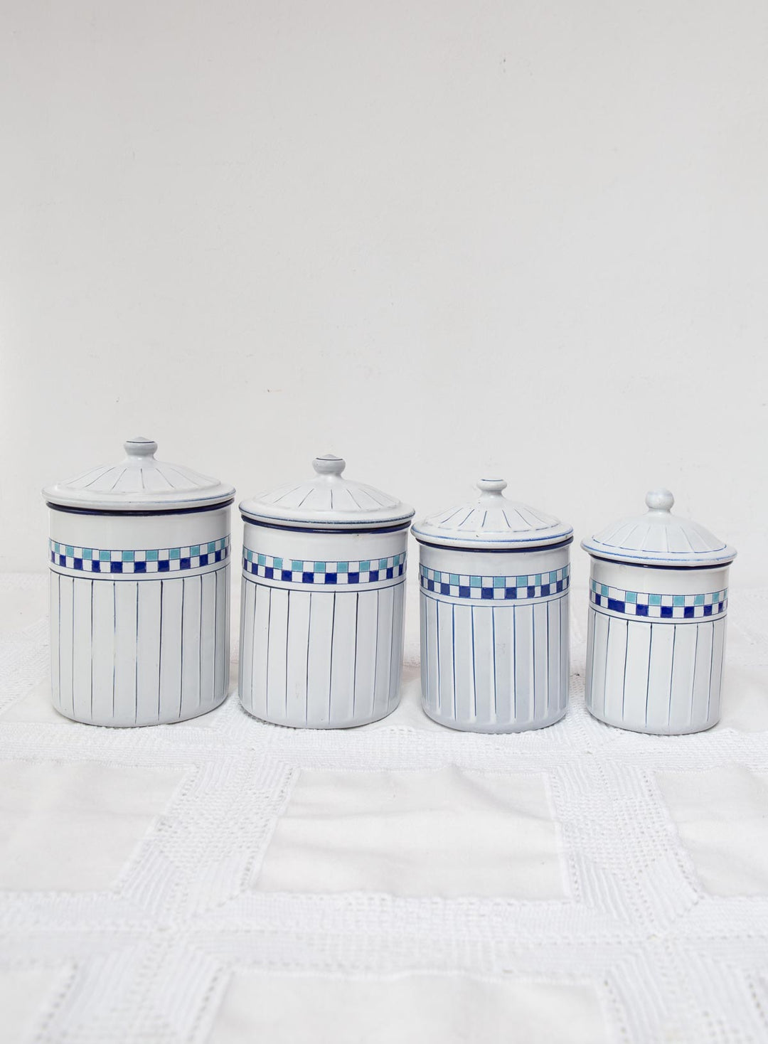 4 botes cocina metal esmaltado checo art deco 