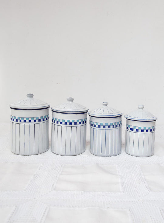 4 botes cocina metal esmaltado checo art deco 