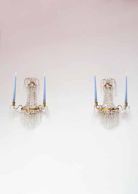 pareja apliques suecos estilo imperio con velas 