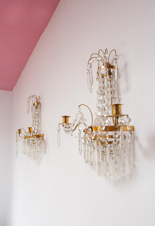 pareja apliques suecos estilo imperio con velas 