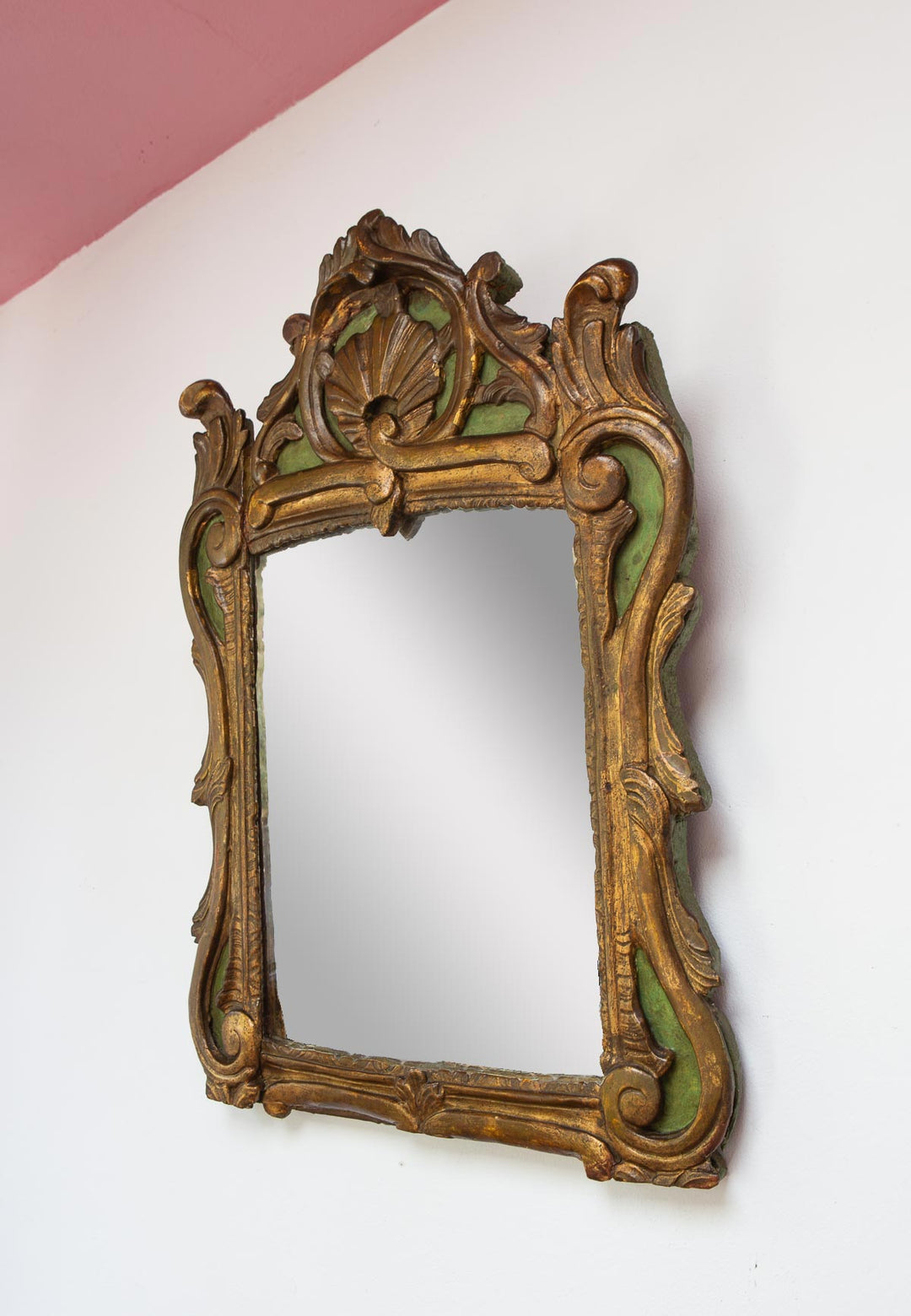 Espejo dorado francés antiguo estilo Luis XV, s. XIX (69 cm)