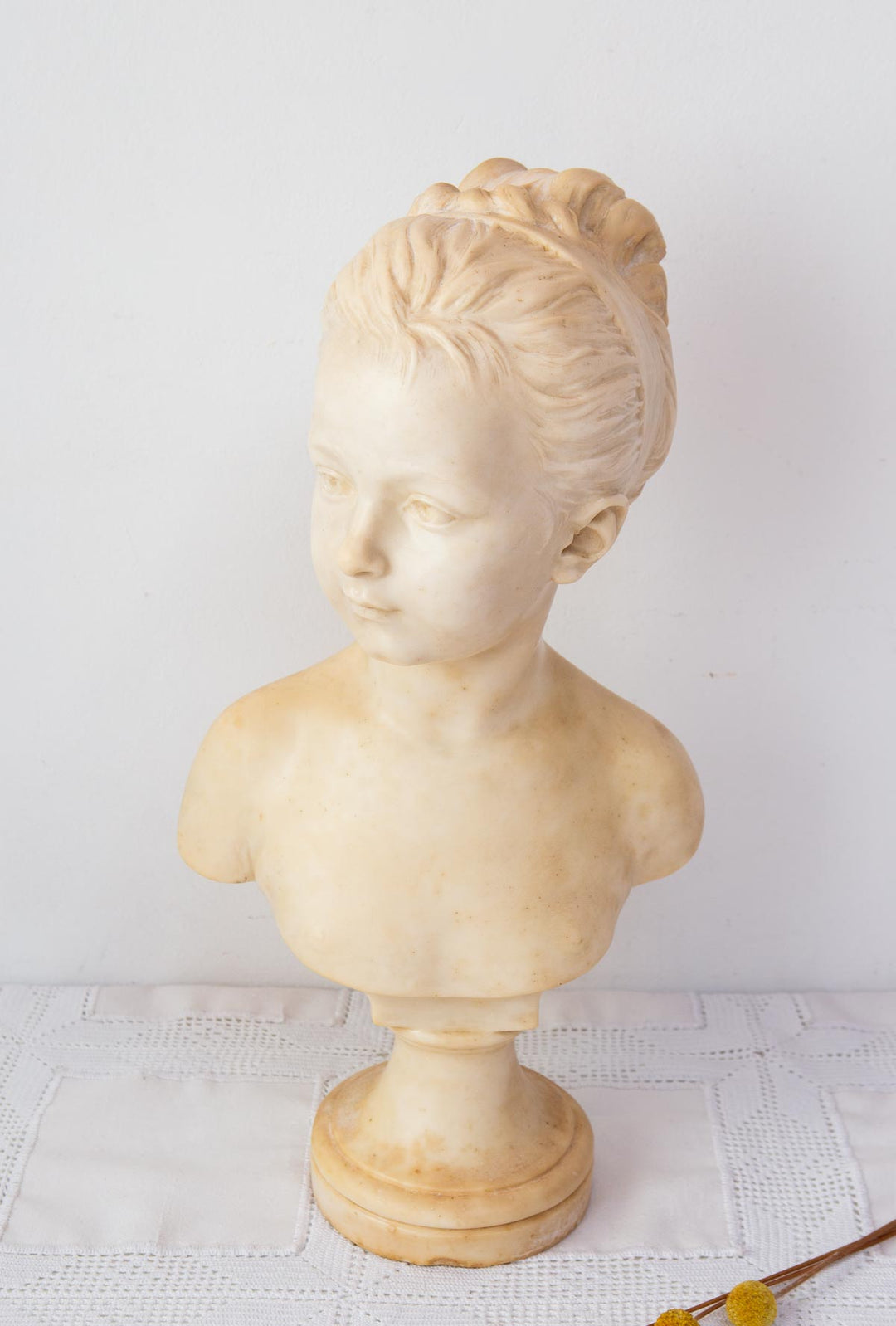 Buste En Cire Jeune Fille Louise Brongniart d' Après Jean Antoine Houdon busto cera s xix