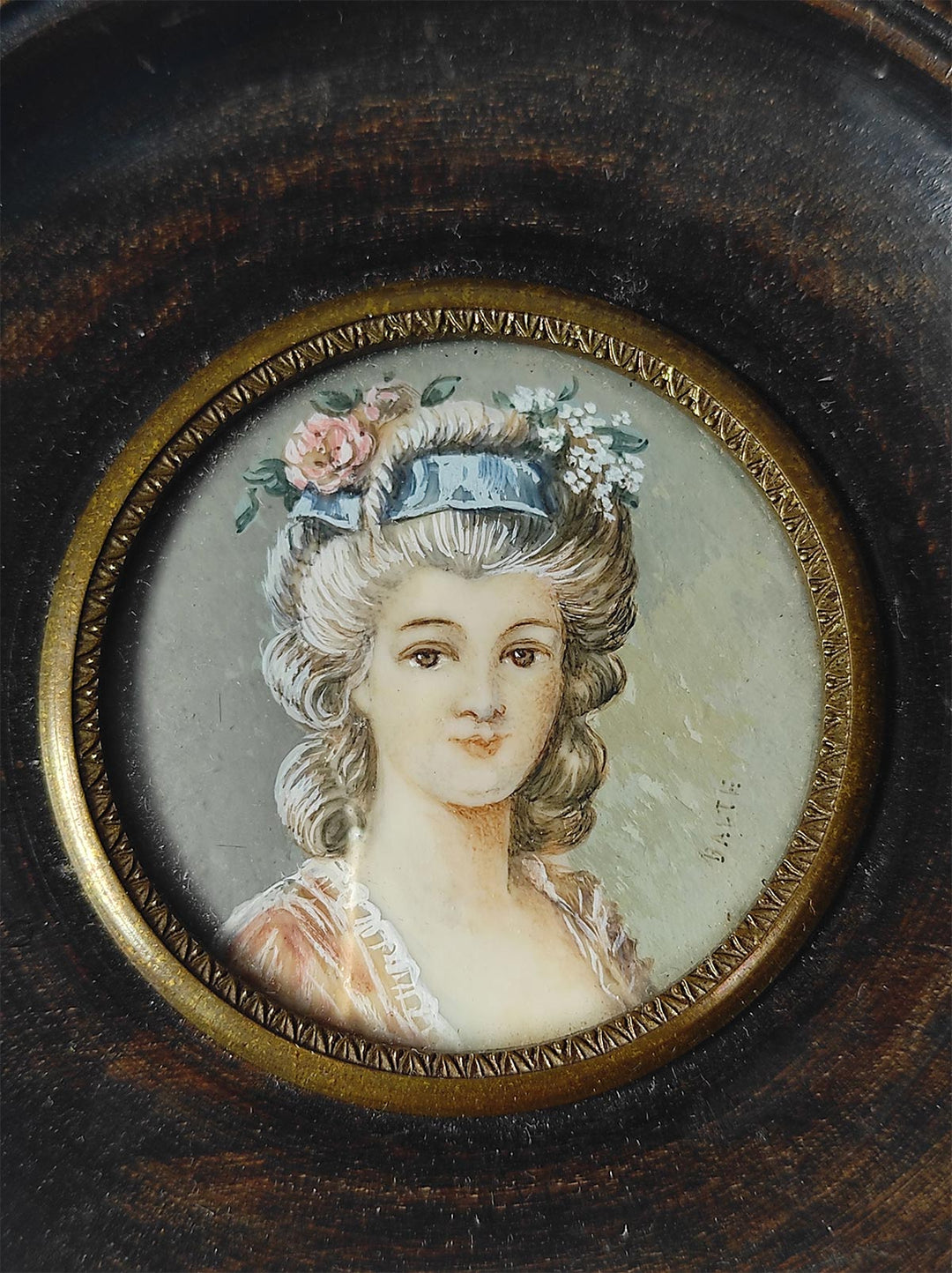 Retrato femenino "La Dame de Parme", miniatura francesa, c. 1900