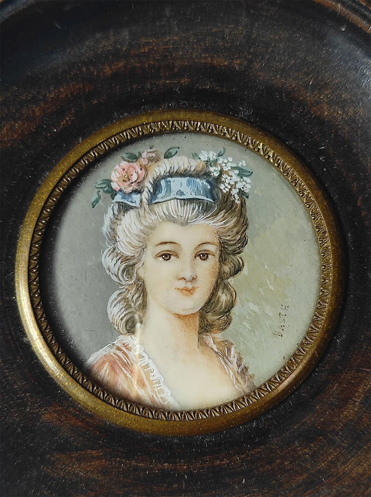 Retrato femenino "La Dame de Parme", miniatura francesa, c. 1900