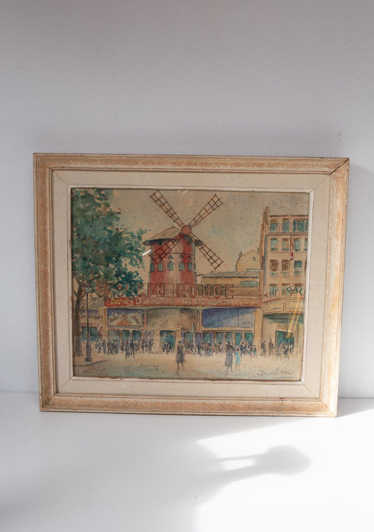 Acuarela Le Moulin Rouge, París. Principios s. XX. Louise Parisot-Pelletier