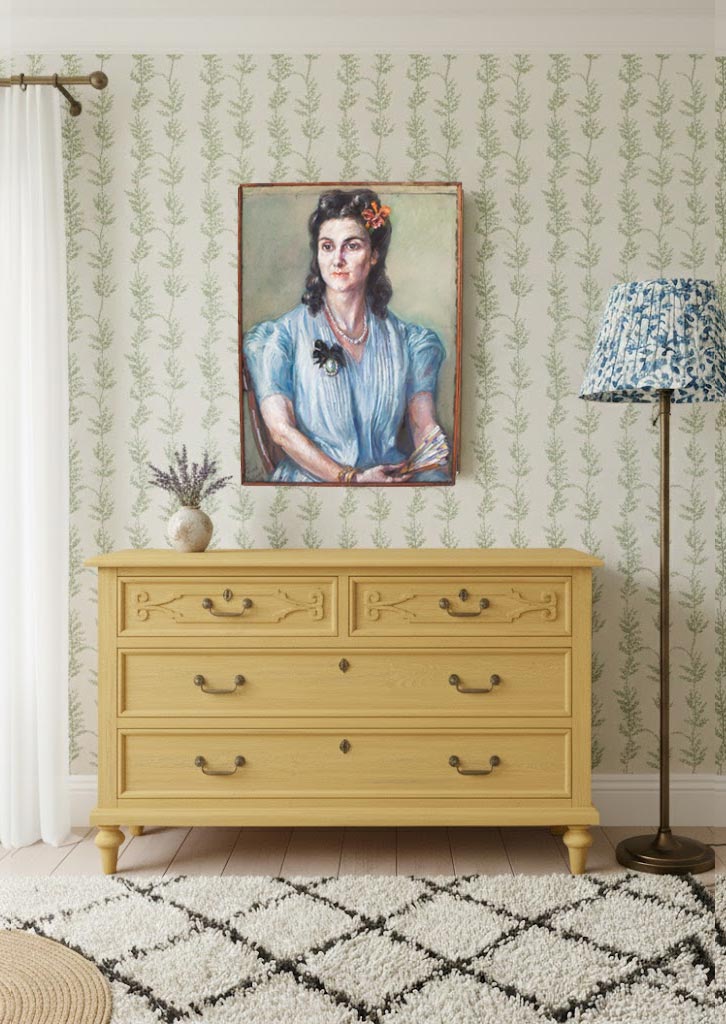 Retrato femenino al pastel francés año 1948 Fanny Billoud (72*51 cm)