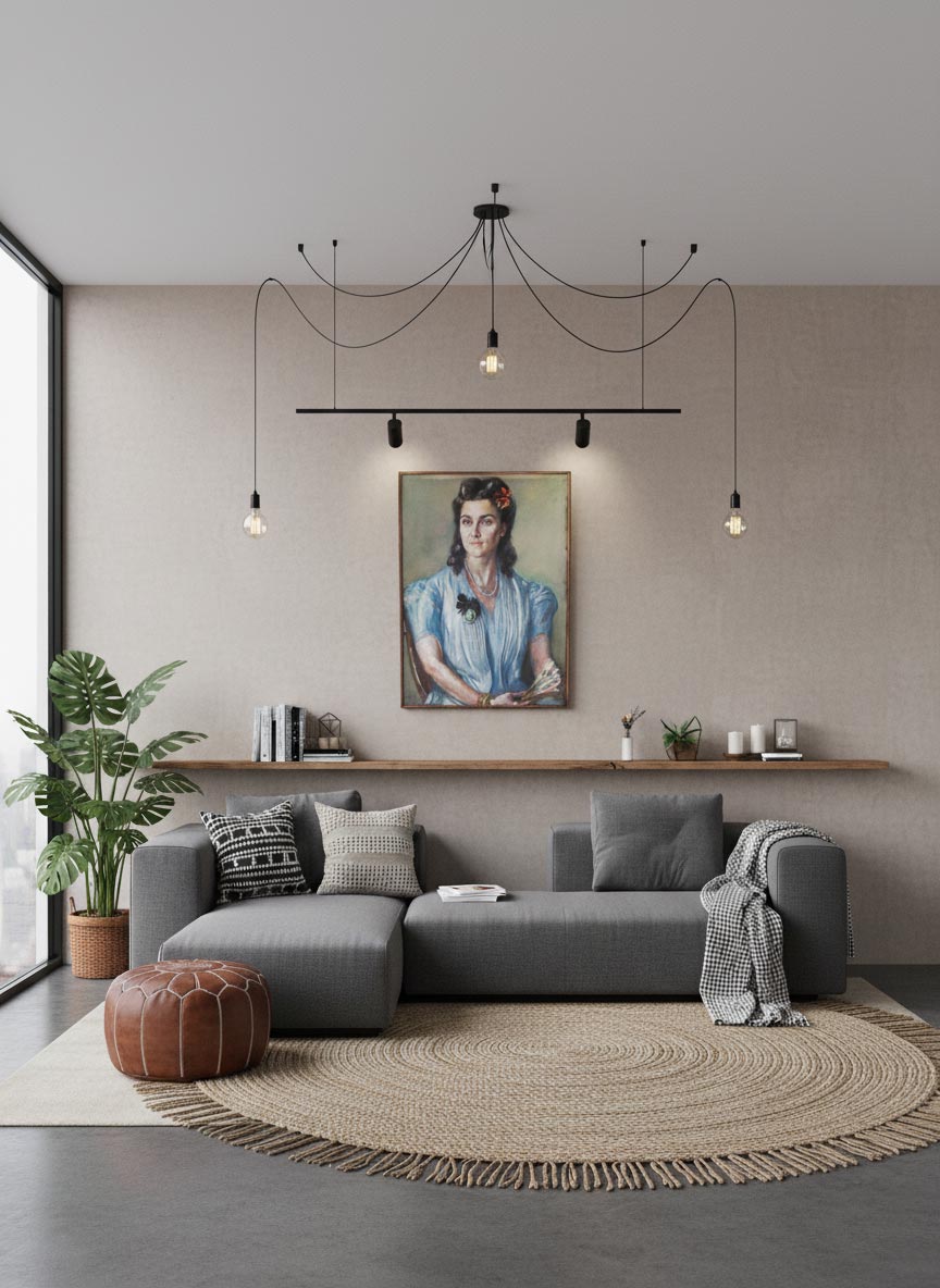 Retrato femenino al pastel francés año 1948 Fanny Billoud (72*51 cm)