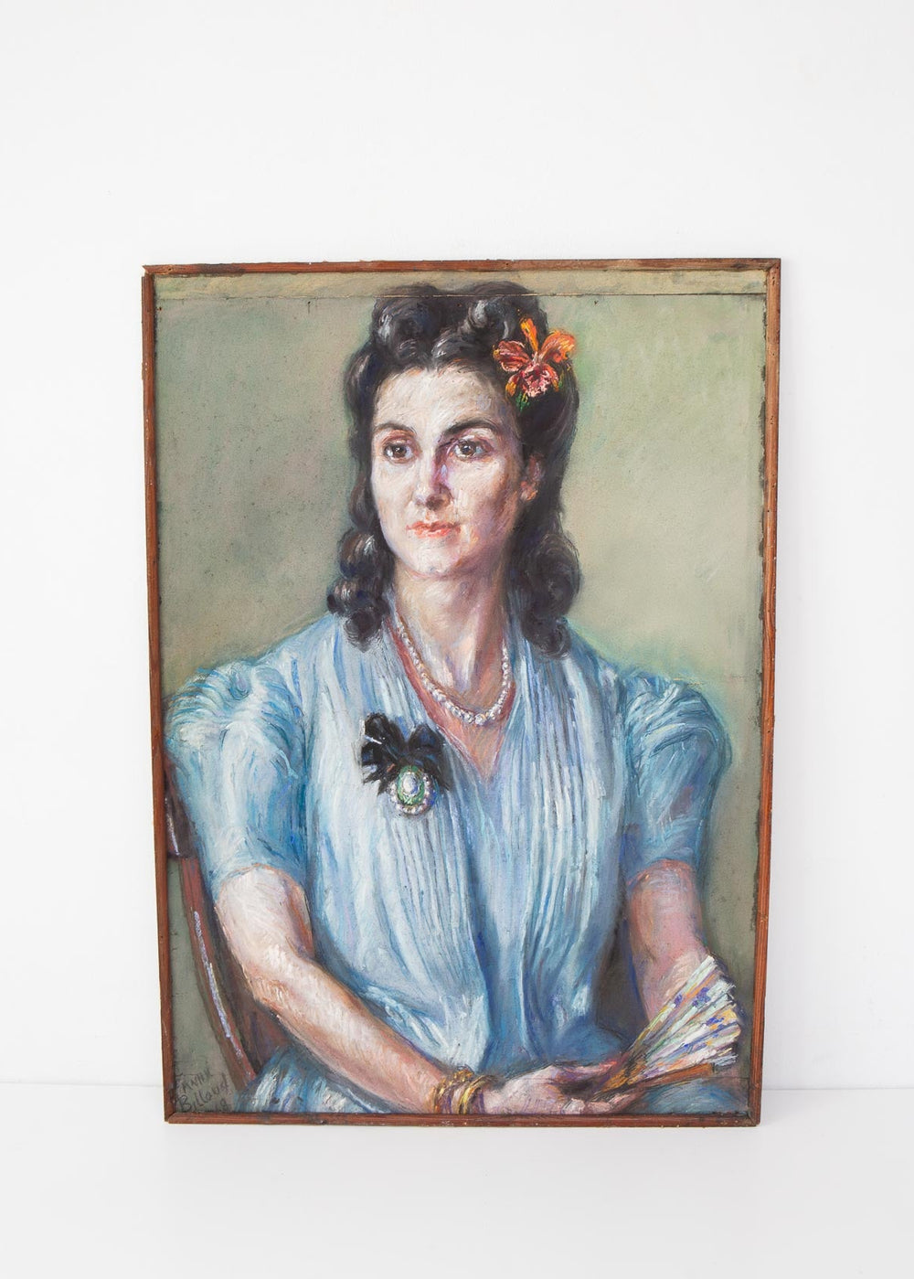 retrato femenino al pastel francia 1940s