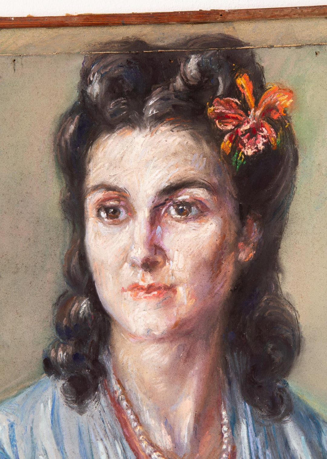 retrato antiguo al pastel mujer 1940