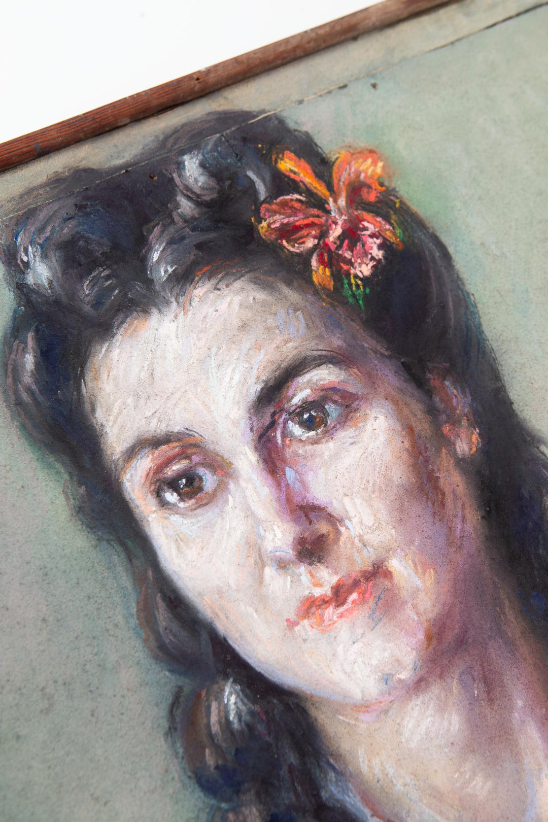 retrato femenino al pastel francia 1940s
