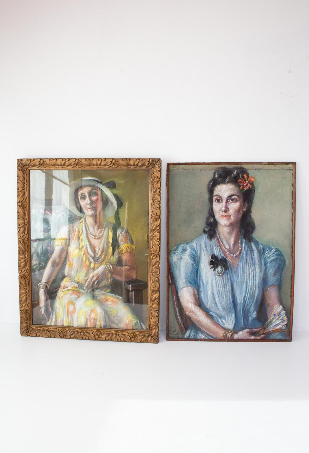 retrato femenino al pastel francia 1940s