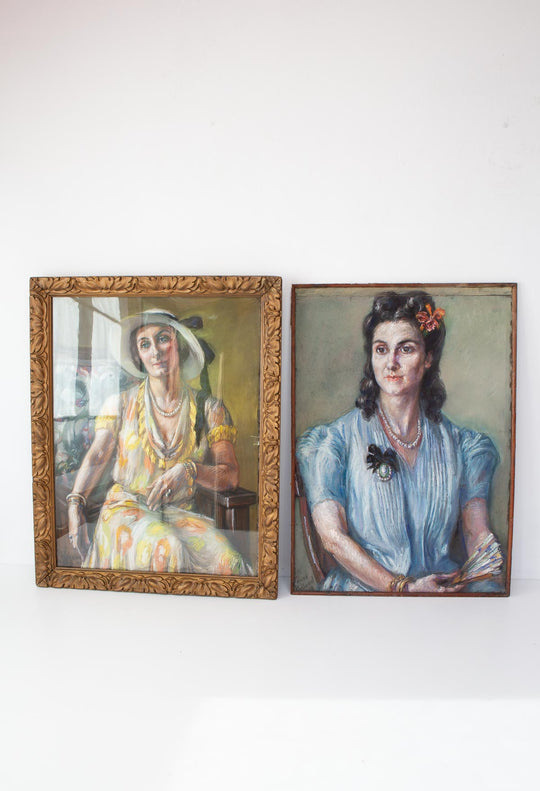 retrato femenino al pastel francia 1940s