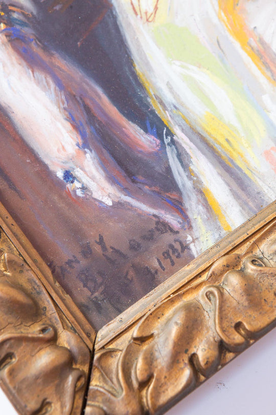 Retrato femenino al pastel con marco, Francia 1932 por Fanny Billoud (74*58 cm)