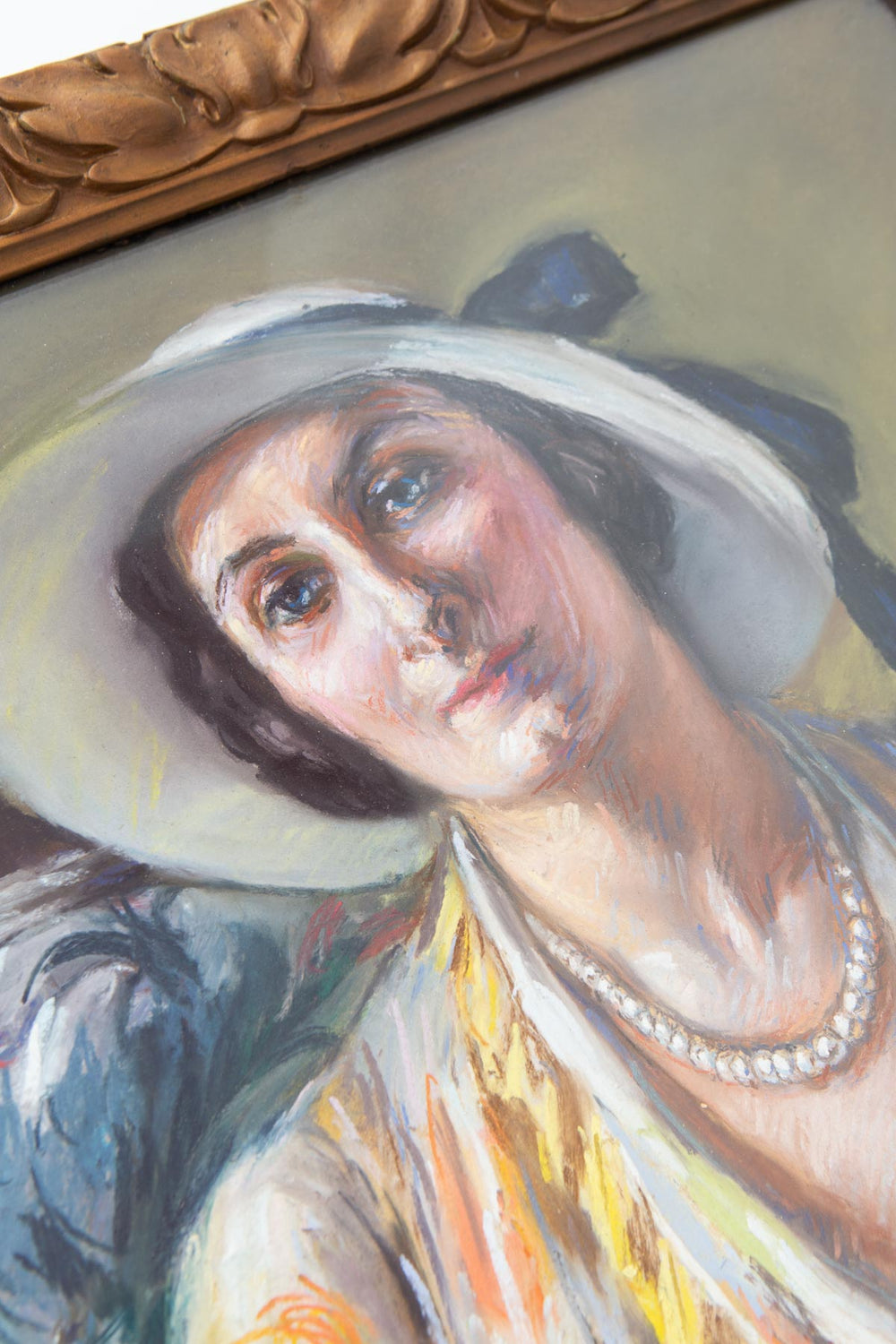 Retrato femenino al pastel con marco, Francia 1932 por Fanny Billoud (74*58 cm)