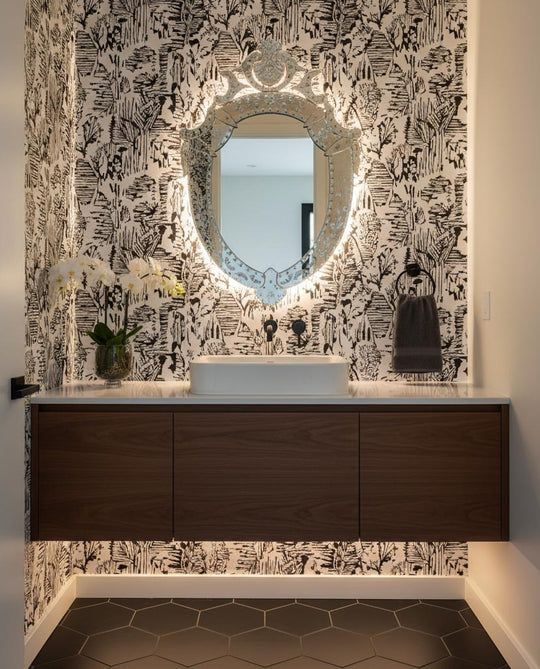 Gran espejo veneciano con copete c. 1940/50s (100*69 cm)