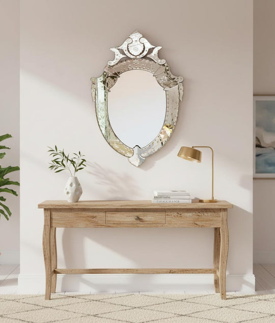 Gran espejo veneciano con copete c. 1940/50s (100*69 cm)