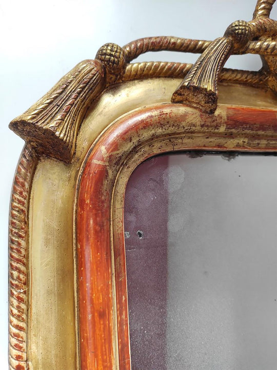 antiguo espejo louis xvi dorado al mercurio