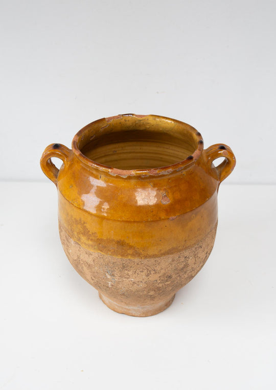 Vasija francesa barro esmaltado para confit s. XIX (26 cm alto)