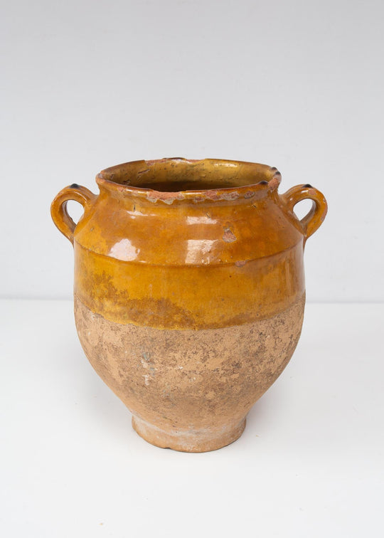 Vasija francesa barro esmaltado para confit s. XIX (26 cm alto)