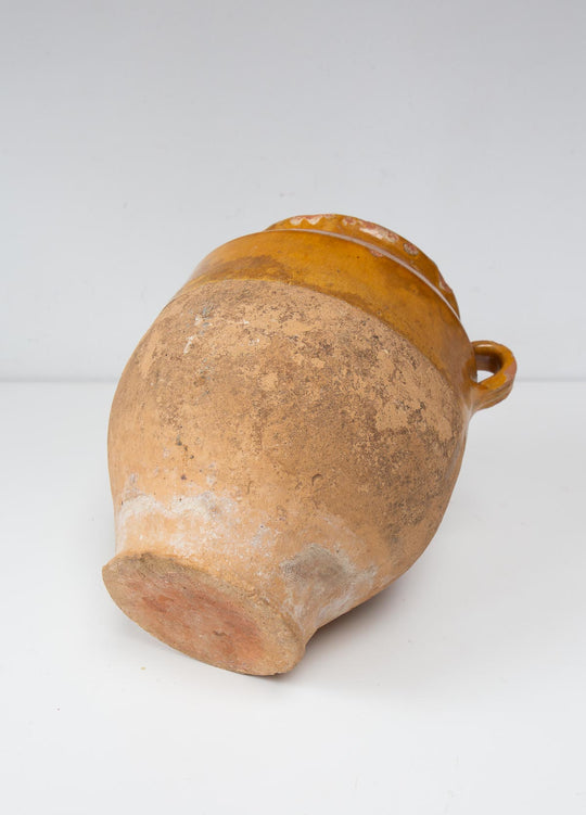Vasija francesa barro esmaltado para confit s. XIX (26 cm alto)
