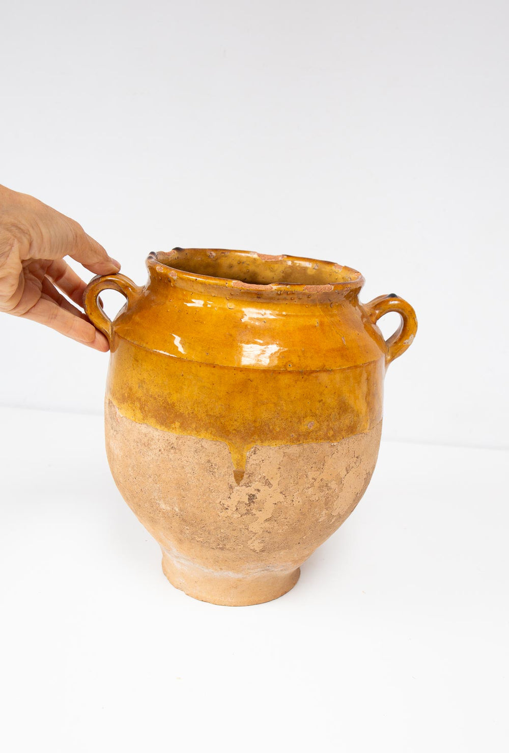 Vasija francesa barro esmaltado para confit s. XIX (26 cm alto)