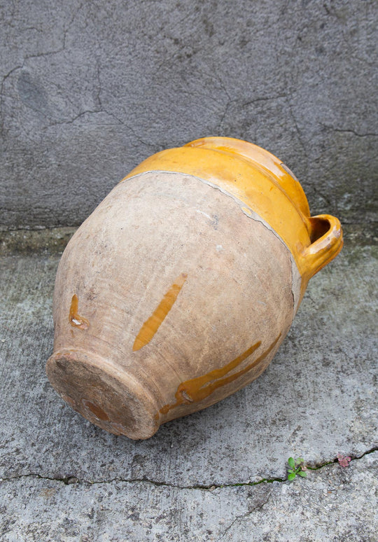Vasija francesa barro esmaltado para confit s. XIX (26 cm alto)