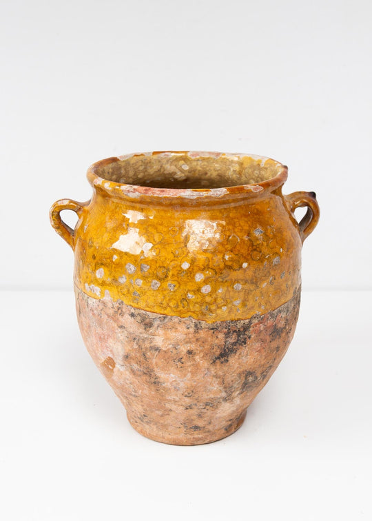 Vasija francesa barro esmaltado para confit s. XIX (23,5 cm alto)