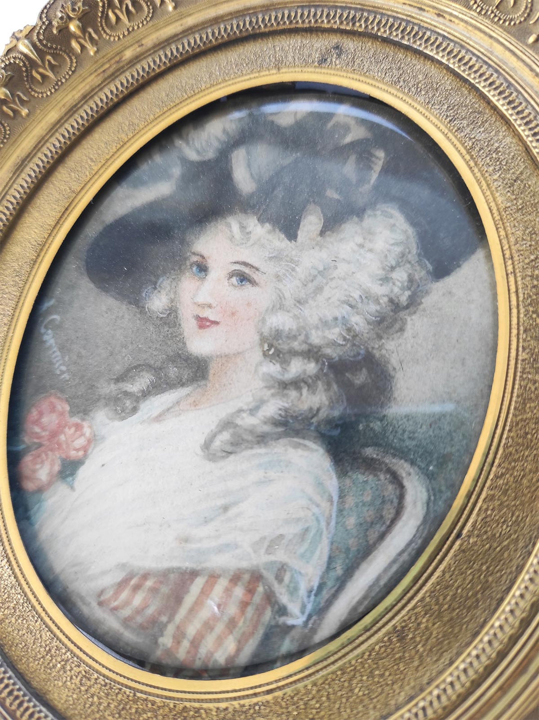 miniatura retrato femenino antiguo georgina duquesa devonshire