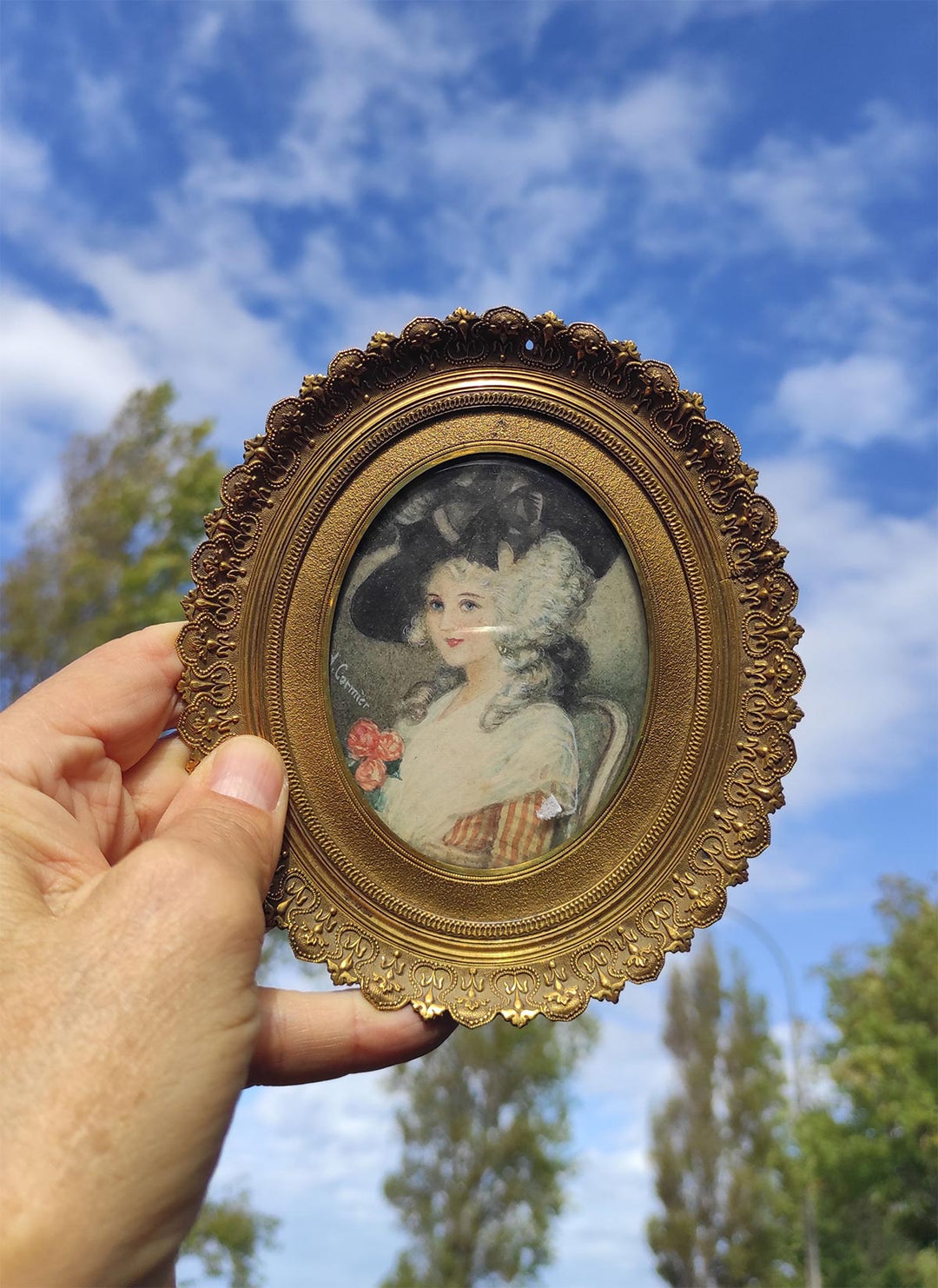 miniatura retrato femenino antiguo georgina duquesa devonshire