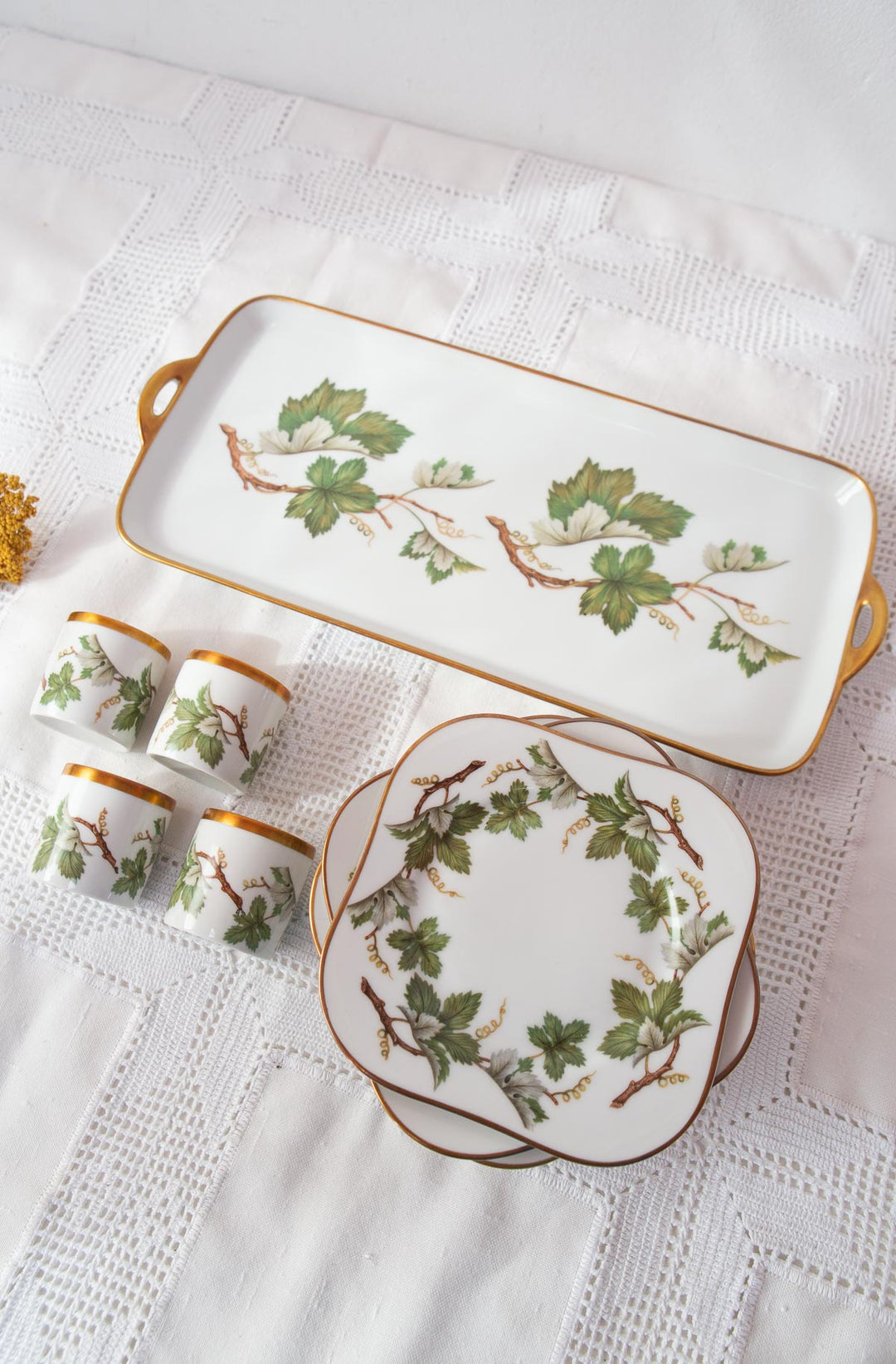 Juego de merienda o postre en porcelana sueca Hackefors PARA 12 (17 PIEZAS)