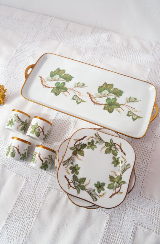 Juego de merienda o postre en porcelana sueca Hackefors PARA 12 (17 PIEZAS)