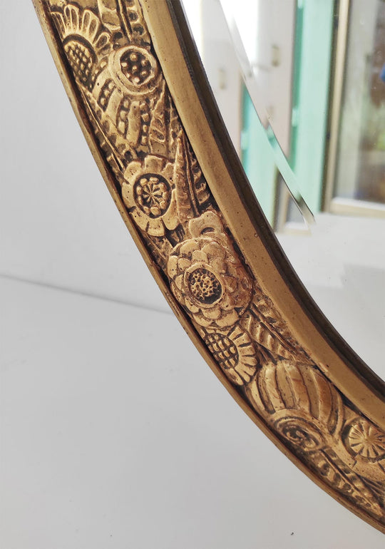Espejo dorado francés ovalado estilo art decó c. 1940/50s (74,5*41 cm)