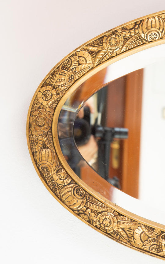 Espejo dorado francés ovalado estilo art decó c. 1940/50s (74,5*41 cm)