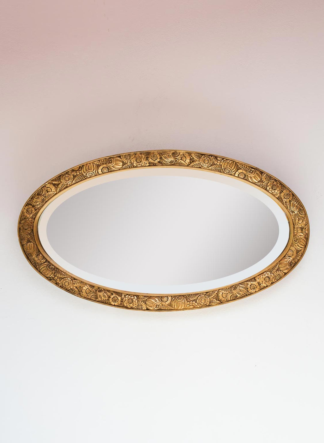 Espejo dorado francés ovalado estilo art decó c. 1940/50s (74,5*41 cm)