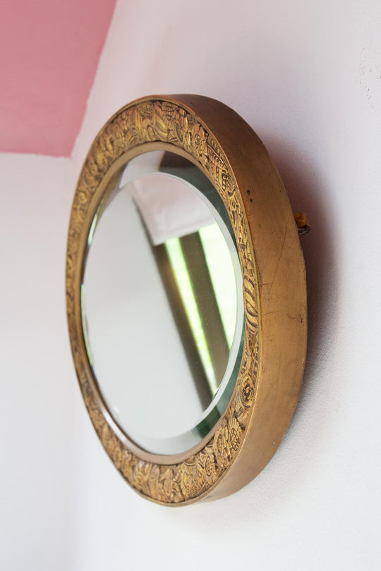 Espejo dorado francés ovalado estilo art decó c. 1940/50s (74,5*41 cm)