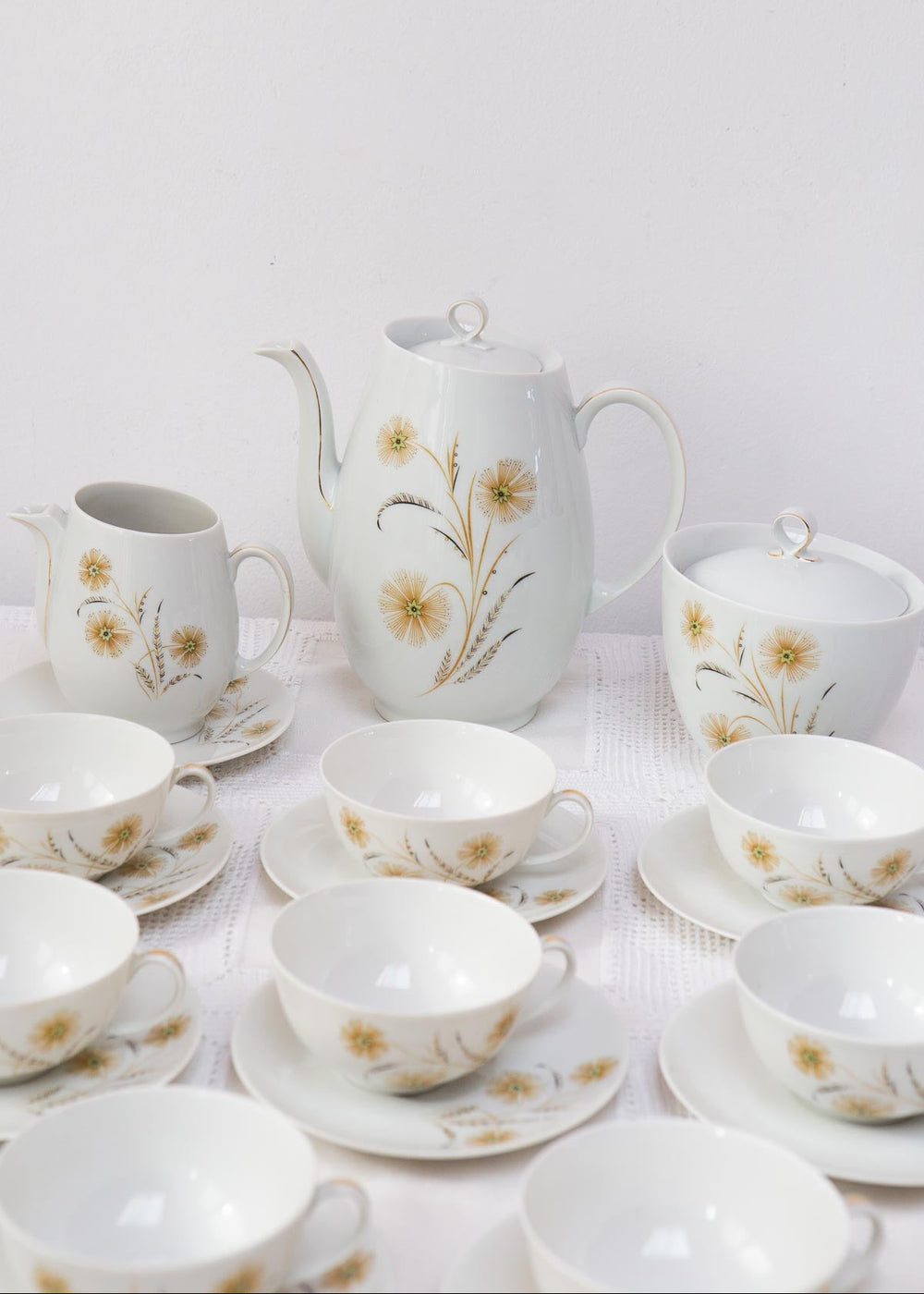 Juego de té para 8 porcelana francesa Limoges UNIC años 1960 (20 PIEZAS)