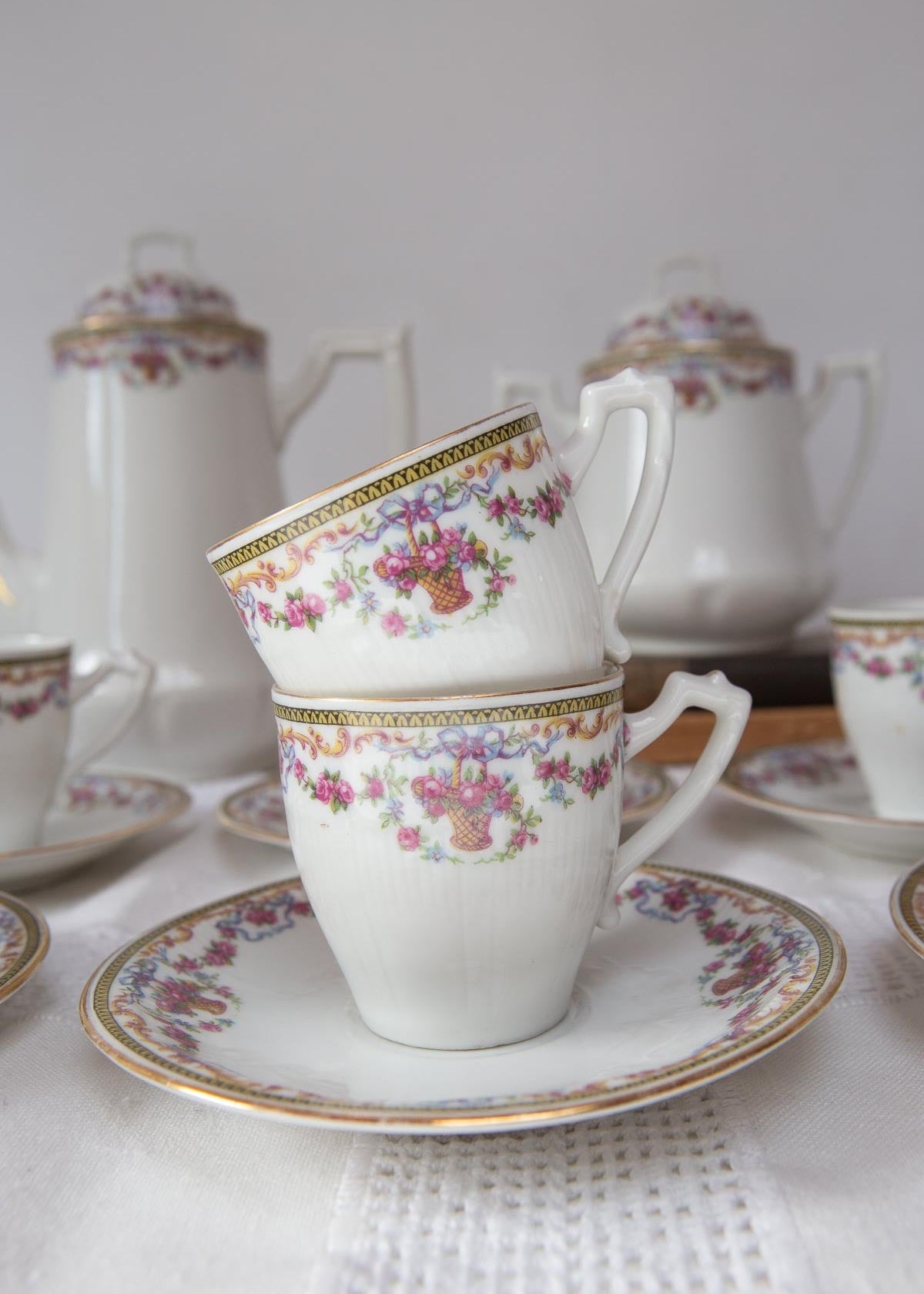 JUEGO CAFÉ PORCELANA LIMOGES ANTIGUO