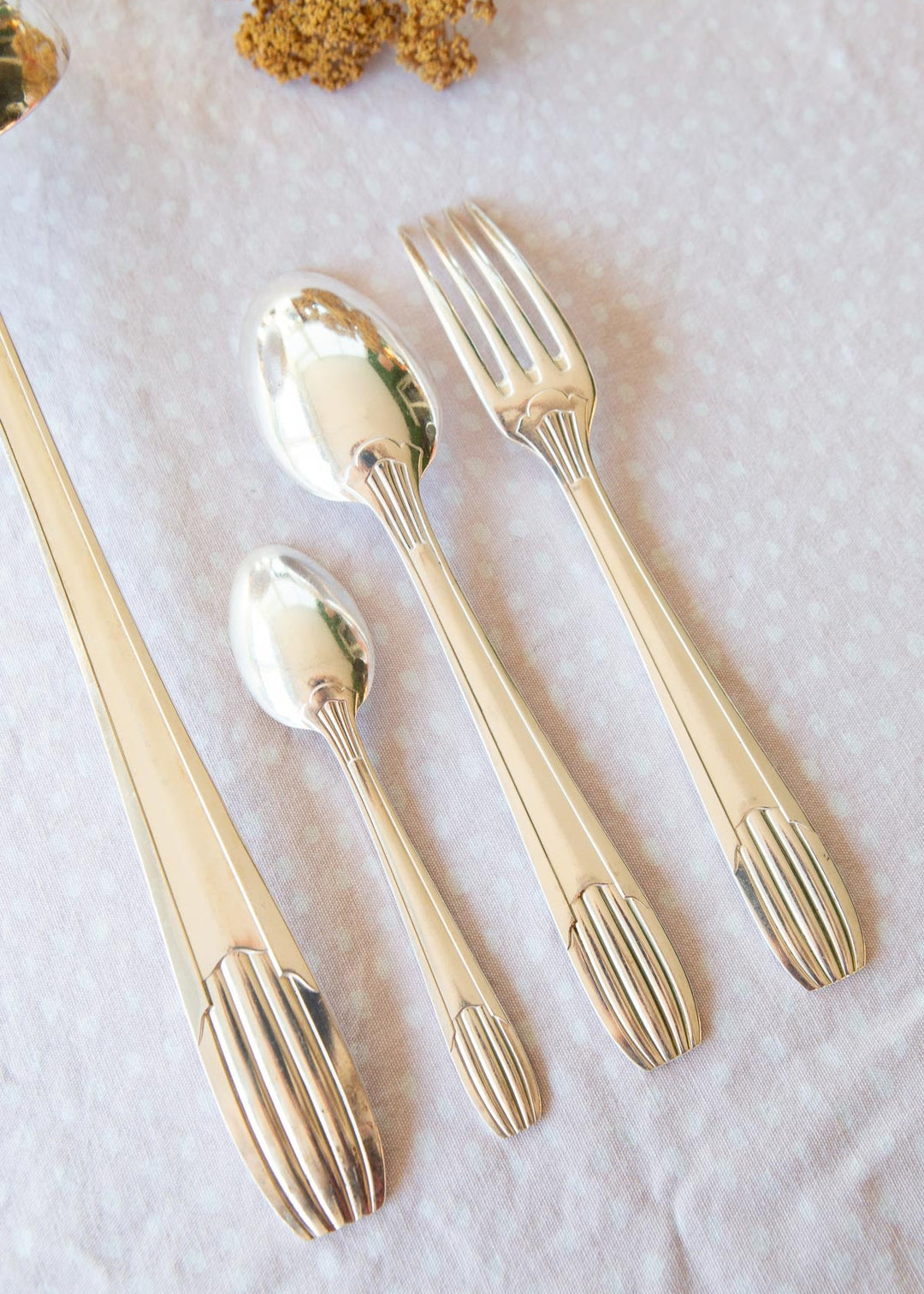 cuberteria francesa antigua art deco metal argente