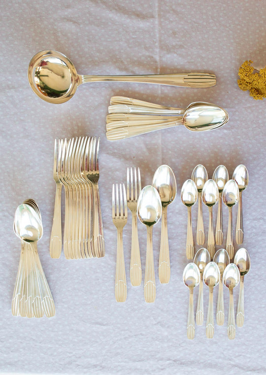 cuberteria francesa antigua art deco metal argente