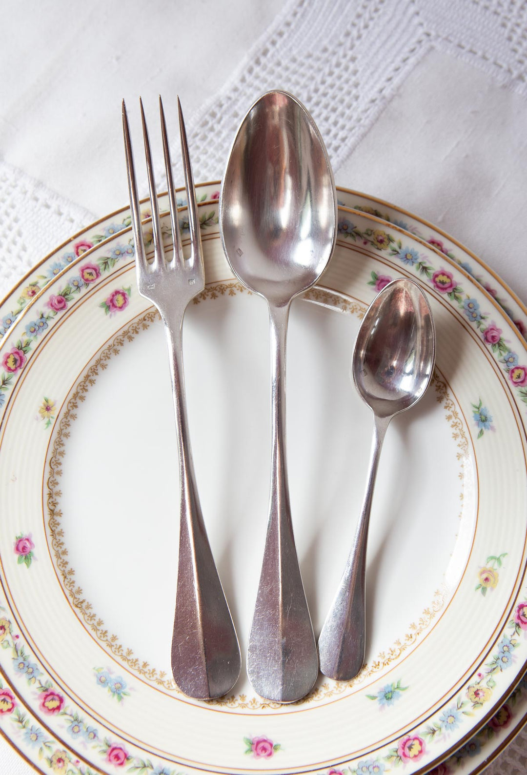 Antigua cubertería francesa PARA 12 Ravinet d'Enfert medallón (38 PIEZAS)